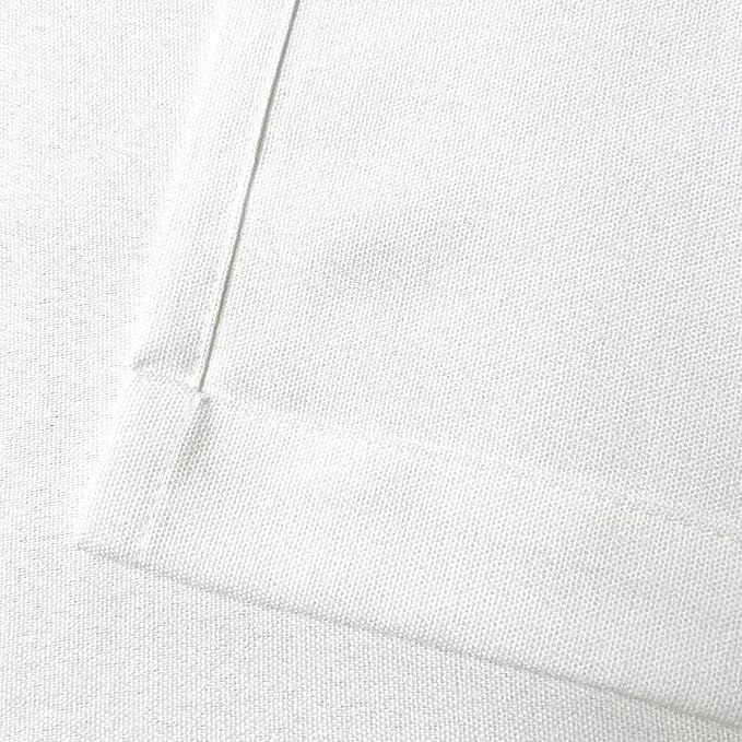 Faux Linen Kitchen Curtains 36 Inch Length Cafe Curtain Tiers for Living Room Bathroom Basement Windows Country Rustic Small Short Curtains, Set of 2, White