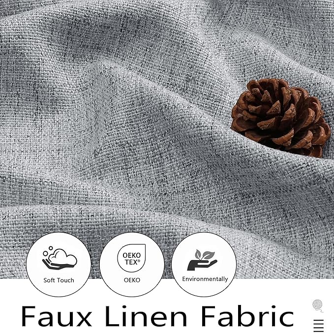 Grey Valances for Windows, Light Filtering Faux Linen Textured Small Short Valance Curtains for Bathroom Basement Farmhouse, Rod Pocket Top Half Curtains for Windows, 60Wx12L Inch