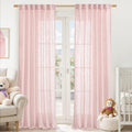 LAMIT Linen Curtains for Living Room 84 inch Length 2 Panels, Light Filtering Semi Sheer Drapes Back Tab and Rod Pocket Farmhouse Panels for Kids Bedroom/Girls Room, Pink, 52 x 84 Inch