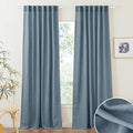 RYB HOME Long Linen Curtains 96 inches Long for Living Room, Light Airy Breathable Window Decor Drapes 2 Panels Set for Laundry Room Home Office, W 52 x L 95 inches, Stone Blue, 2 Panels
