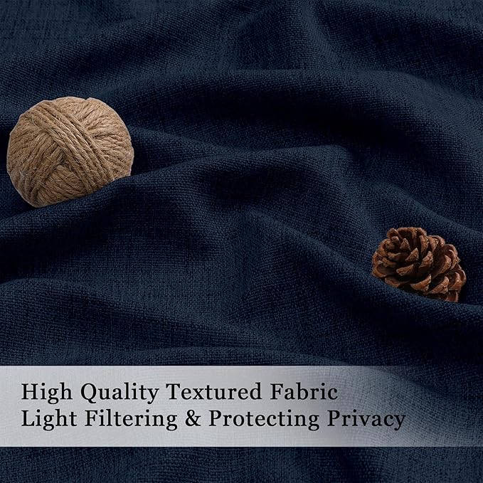 OWENIE Navy Blue Valances for Windows 1 Pcs, Light Filtering Textured Farmhouse Short Small Valance Curtains for Bathroom Basement Living Room, Rod Pocket Half Curtains for Windows, 60Wx12L Inch