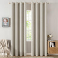 MIULEE 100% Blackout Linen Curtains for Bedroom Thermal Insulated Cobblestone Grommet Room Darkening Curtains & Drapes for Living Room Nursery 52 x 84 Inch (2 Panels)
