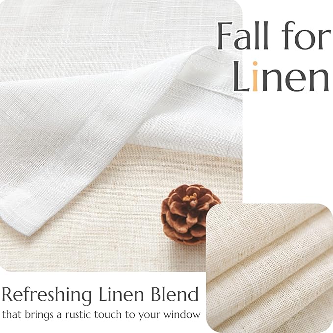 jinchan Linen Valance for Farmhouse Living Room Windows 16 Inch Slubbed Crossed Double Layer Window Valance Light Filtering Rustic Country Overlay Rod Pocket 1 Panel White