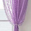 WAZZIO Boho Lace Curtains 84 Inch 2 Panels -Sheer Panel Drape Floral Pattern & Tassel Light Filtering Privacy for Bedroom Dining Living Room,Lilac Girl Women House Decor,Lavender Purple,W52 x 84L
