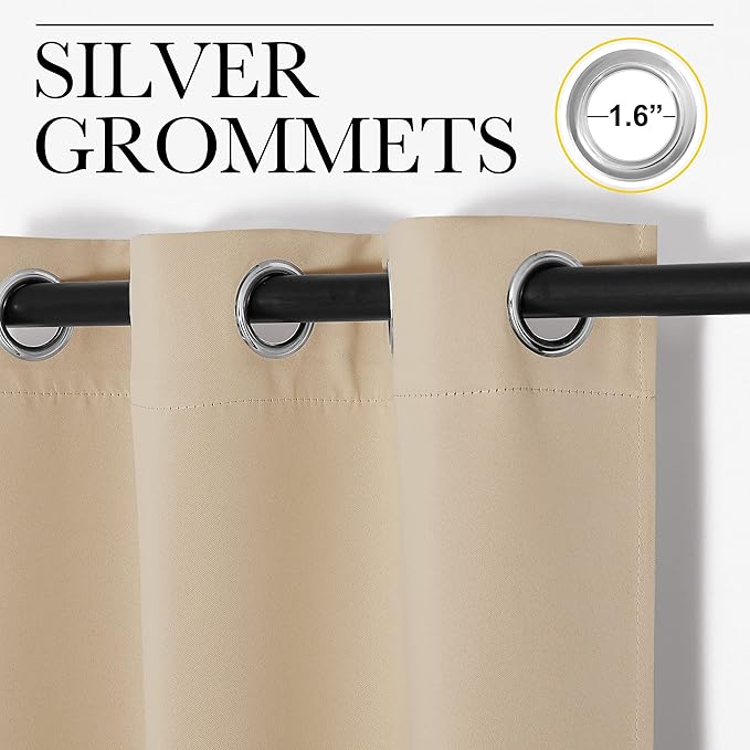 NICETOWN Room Darkening Draperies Window Curtain Panels, Thermal Insulated Grommet Room Darkening Curtains for Bedroom (Biscotti Beige, 2 Panels, W34 x L54 -inch)