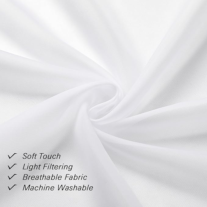 Lecloud 36 Inch White Sheer Curtains Tiers 2 PCS with Dual Rod Pockets, Airy & Breathable Half Small Curtain for Bedroom Living Room Kitchen, Voile Sheer Tiers Cafe Cupboard Decor, 40X36 Inches