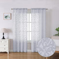 Lecloud Leia Light Grey Sheer Curtains 72 Inch Length 2 Panels, Airy & Breathable Clip Textured Leaf Voile Bedroom Living Room Curtains, Dual Rod Pockets Jacquard Gauzy Window Drapes, 40 W x 72 L