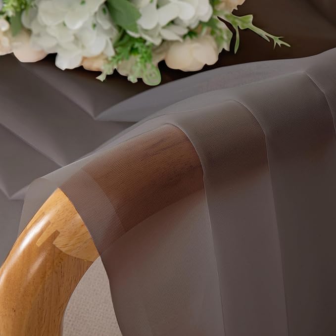 Chyhomenyc Chocolate Brown Sheer Curtains 84 Inches Long, Light Filtering Sheer Curtains for Living Room Bedroom, 42x84 Inches， 2 Pieces