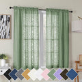 Simplebrand Sage Green Semi Sheer Curtains 54 Inch Length 2 Panels, Geometric Jacquard Clip Textured Short Sheer Curtains for Bedroom，Modern Elegant Window Curtains Drapes/Treatment Sheer，42x54 inch