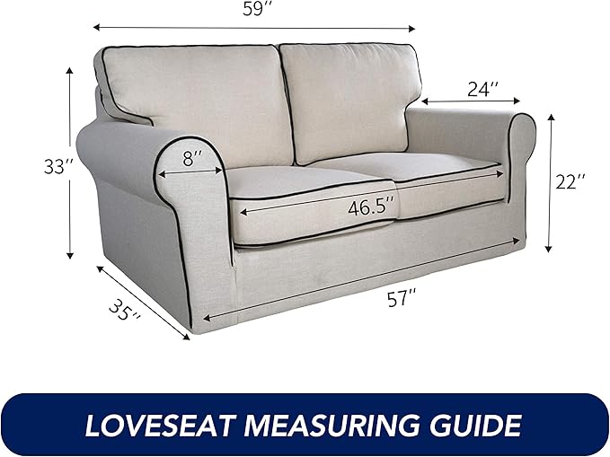 PureFit Reversible Quilted Sofa Cover, Water Resistant Medium Slipcover Furniture Protector, Washable Couch Cover with Non Slip Foam and Elastic Straps for Kids, Dogs, Pets (Loveseat, Blue/Ivory)