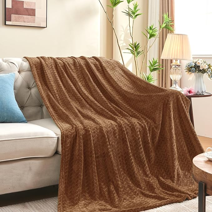 inhand Chocolate Brown Fleece Throw Blanket for Couch, Super Soft Flannel Blanket, Lightweight Fuzzy Blankets Sofa Bed Office, Washable Cozy Plush Fleece Blankets&Throw for All Season(50x60 Inches)