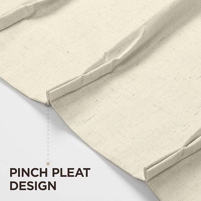 Joydeco Pinch Pleated Linen Curtains for Living Room, 100% Blackout Curtains 84 inches Long 2 Panel Thermal Insulated Pinch Pleat Drapes(Linen,40'' Wx84'' L)