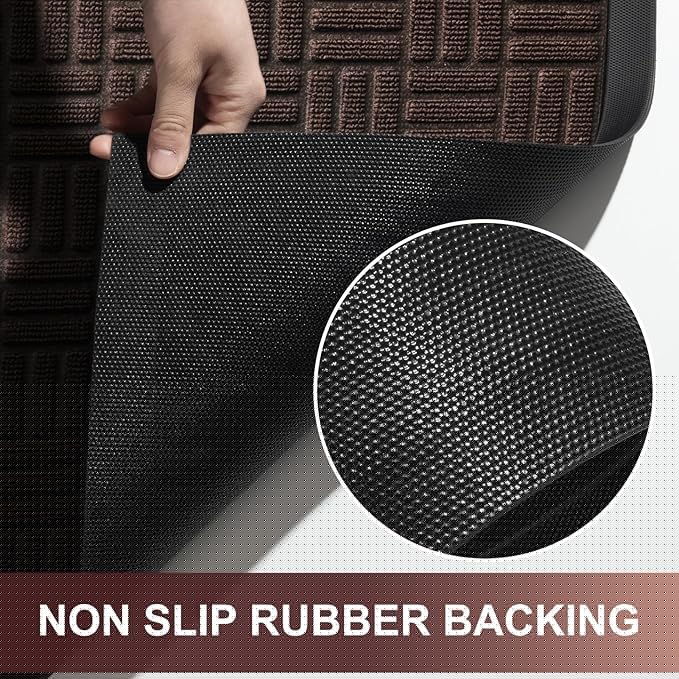 Mibao Front Door Mat, Heavy Duty Durable Welcome Mat for Outdoor Indoor, Dirt Trapper Waterproof Super Absorbent Door Mat for Entryway Outside Patio Porch, 47" x 24", Coffee