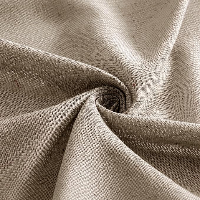 MIULEE Taupe Grey Linen Curtains 72 Inch Length 2 Panels for Bedroom Living Room, Soft Linen Textured Window Drapes Semi Sheer Light Filtering Back Tab Rod Pocket Farmhouse Modern Burlap Look Decor