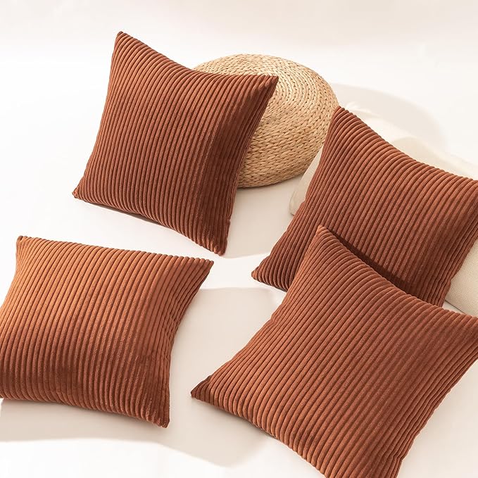 Topfinel Decorative Terracotta Throw Pillow Covers Cushion Cases, Set of 4 Soft Velvet Modern Double-Sided Designs, Rustic Fall Home Decor, Pillow Inserts Not Included 24x24 inch