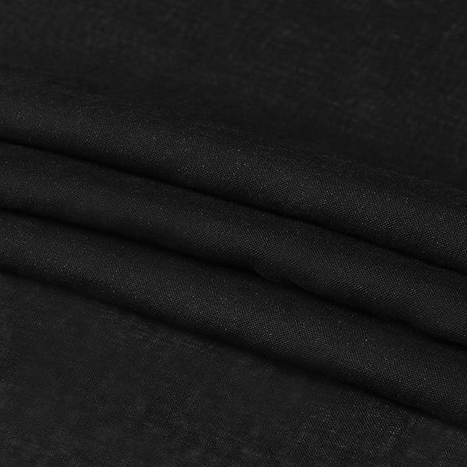 DWCN Black Sheer Curtains Semi Transparent Voile Rod Pocket Curtains for Bedroom and Living Room, 42 x 45 inches Long, Set of 2 Panels
