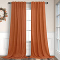 Burnt Orange Curtains 120 Inches Long for Living Room 2 Panel Set Back Tab Pocket Draperies Soft Linen Lightweight Light Filtering Semi Sheer Red Dark Orange Curtain for Dining Room Sliding Door 10 FT