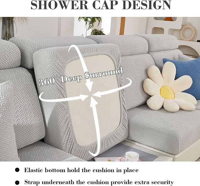 Sofa Covers Couch Covers for Sofa Pet Friendly Couch Cushion Covers Universal Sofa Covers Washable Stretch Slipcovers for Sectional Sofa (Texture Light Gray,Extra Large Single Seat Cover)