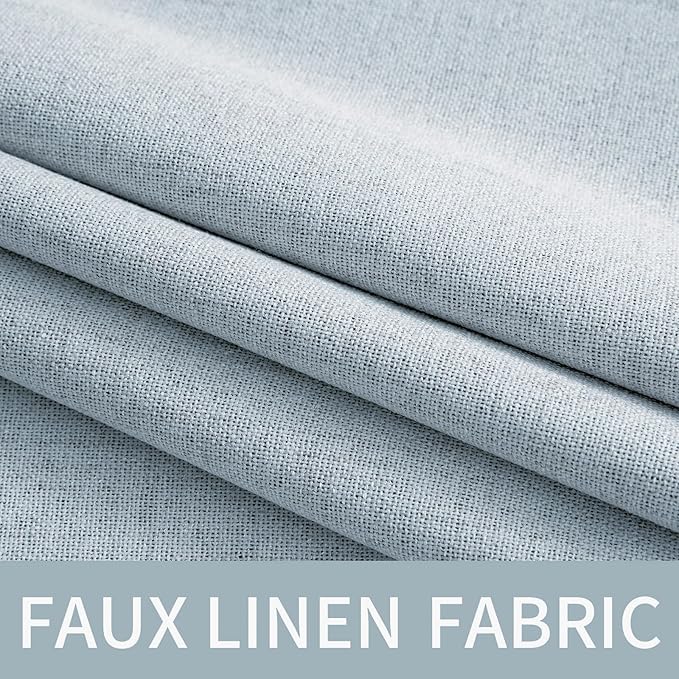 MIULEE Linen Textured Curtains for Bedroom Solid 100% Blackout Thermal Insulated Chambray Blue Grommet Room Darkening Curtains & Drapes Luxury Decor for Living Room Nursery 52 x 63 Inch (2 Panels)
