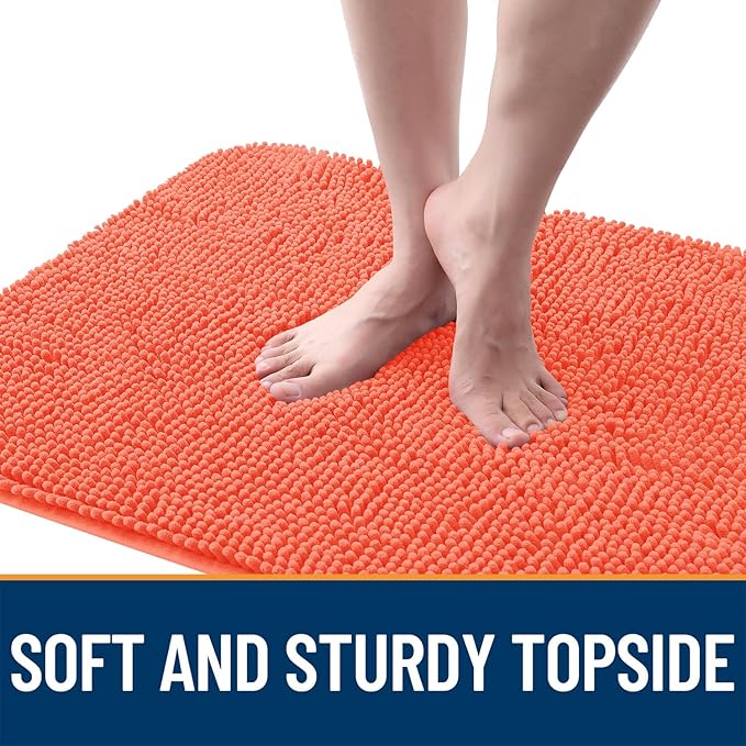 OLANLY Dog Door Mat for Muddy Paws 70x32, Absorbs Moisture and Dirt, Absorbent Non-Slip Washable Doormat, Quick Dry Chenille Mud Mat for Dogs, Entry Indoor Entryway Carpet for Inside Floor, Coral
