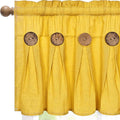 FRAMICS Farmhouse Valance Curtains, Boho Cotton Linen Kitchen Valance, Yellow Rustic Button Window Valances for Kitchen Bathroom, Country Rod Pocket Valances for Windows, Yellow, 52 x 18 Inch