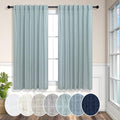 Teal Curtains 54 Inch Length for Master Bedroom 2 Panels Back Tab Pocket Blue Green Linen Semi Sheer Mist Seafoam Curtains for Living Room Summer Cabin Coastal Beach Decor Dusty Aqua Sea Green 52x54