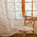 AmHoo 2 Panels Embroidered Leaf Pattern Semi Sheer Curtains Foliage Floral Voile Window Draperies Treatment for Bedroom Living Room Rod Pocket White Taupe 53 x 63 Inch
