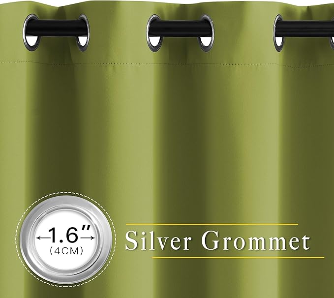 NICETOWN Fresh Green Draperies Curtain Panels - Thermal Insulated Solid Grommet Blackout Curtains/Panels/Drapes for Living Room(Fresh Green, 1 Pair, 46 by 54-Inch)