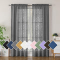 Simplebrand Grey Semi Sheer Curtains 84 Inches Long 2 Panels, Light Filtering Geometric Jacquard Clip Textured Sheer Curtains for Bedroom，Modern Elegant Window Curtains Drapes，42x84 inch