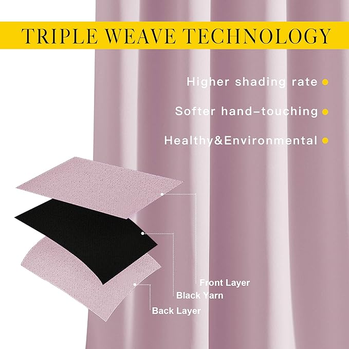 NICETOWN Room Darkening Drapes for Nursery - (52 inches Width by 120 inches Length, Lavender Pink, 1 Pair) Light Blocking Curtain Panels for Bedroom Girl Room, Soft Fabric Window Treatment