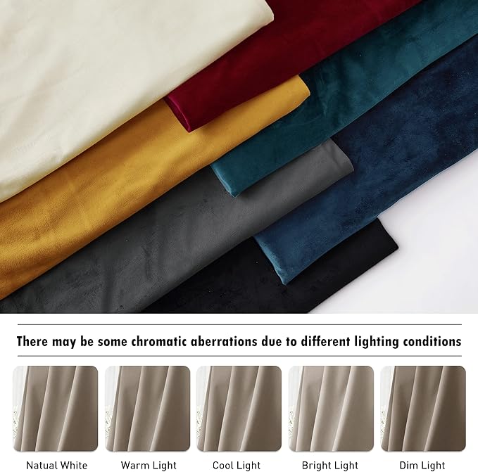 RYB HOME Camel Beige Velvet Curtains with Hook Tape, Extra Wide Thermal Insulated Privacy Protect Decorative Drapes for Living Room, W 62 x L 96 inches, 2 Panels Set
