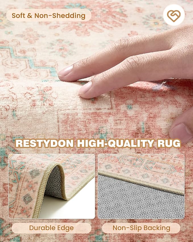 Kitchen Runner Rug Non Slip Washable 2.5x8, Soft Low Pile Entryway Rug Runners for Hallways,Carpet Runner for Living Room,Kitchen, Laundry, Bathroom(Pink,2.5'x8')