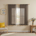 MYSKY HOME Dark Brown Sheer Curtains 63 inch Length Semi Sheer Curtains for Bedroom Light Filtering Short Window Treatment Privacy Protect Boho Farmhouse Soft Drapes Set, Back Tab, 50" Wide, 2 Pieces