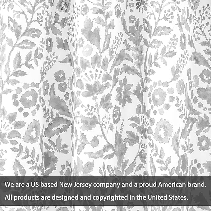DriftAway Julia Watercolor Blooming Flower Floral Lined Thermal Insulated Window Curtain Valance Rod Pocket 52 Inch by 18 Inch Plus 2 Inch Header Gray 1 Pack