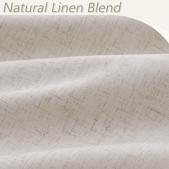 Guken 100% Blackout Curtains 84 Inch Length 2 Panels Set for Living Room Bedroom Back Tab Thermal Insulated Black Out Linen Drapes Room Darkening Window Curtains 84 Inches Long, Sand Beige