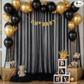 20ft x 15ft Black Tulle Backdrop Curtain for Parties Sheer Fabric Backdrop Curtains for Baby Shower Birthday Party Back Drop Wedding Graduation Photo Backdrop Drapes Background 4 Panels 5ft x 15ft