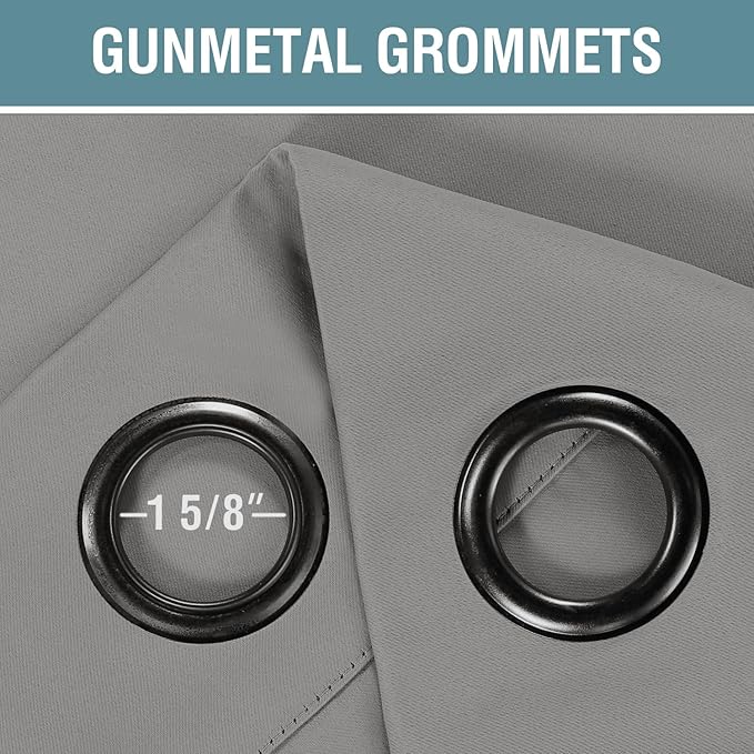H.VERSAILTEX Blackout Grey Curtains 63 Inch Length Curtains for Bedroom, Grommet Top Thermal Insulated Short Curtains Drapes for Winter (1 Panel, Dove Gray), 52" W x 63" L