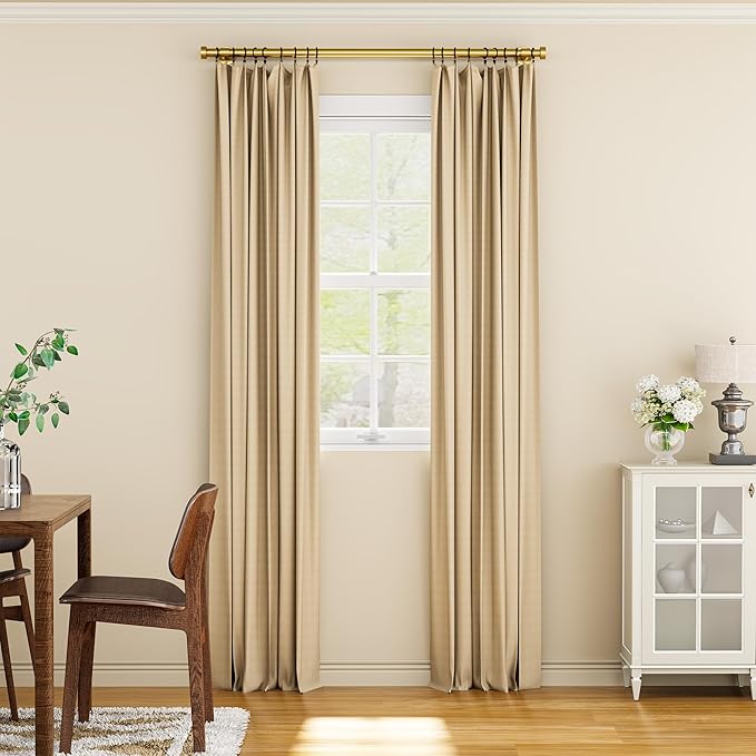 YaFex 2 Pack Heavy Duty Curtain Rods 32-60 Inch, 1 Inch Adjustable Gold Curtain Rod for Windows, Short Window Treatment Rods Set with Aluminium Finials, Modern Design