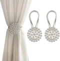 Magnetic Tiebacks for Curtains, 2 Pack Sparkling Crystal Flower Curtain Tiebacks Curtain Buckle Clips with High-Elastic Spring Wire for Home Office Decoration (Colorful)
