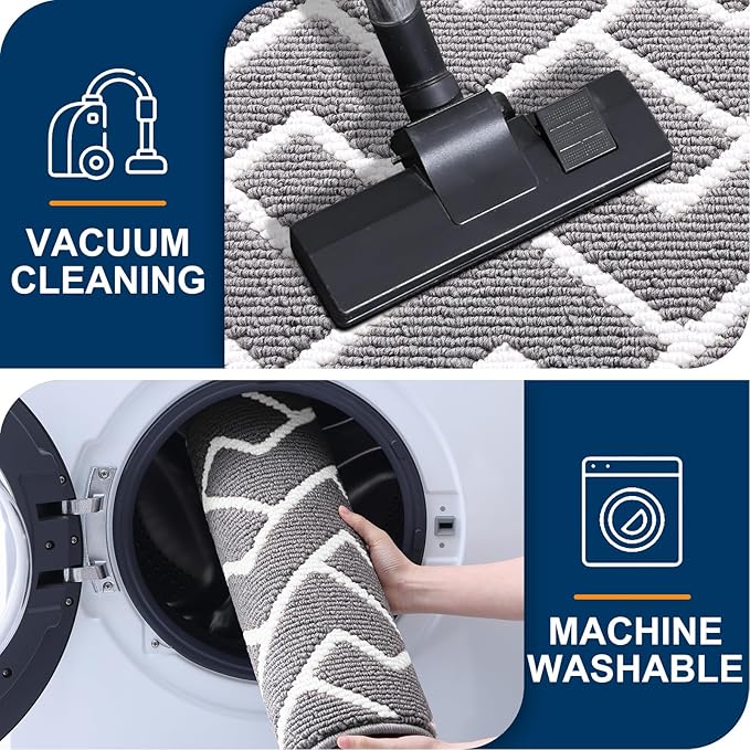 OLANLY Front Door Mat, Non-Slip Rubber Backing, Dirt Resistant and Absorbent, Washable, Easy to Clean Low-Profile Indoor Doormat for Back Door, Entryway, Inside Entrance, 70x23, Grey