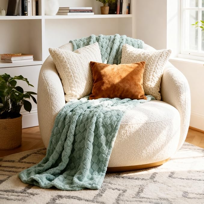 Bedsure GentleSoft Sage Green Throw Blanket for Couch - Super Soft Cozy Blankets Gifts for Kids Girls, Cute Small Fleece Throws for Bedroom Home Decor, 50x70 Inches