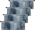 Emvency 4 Pack Valances Window Treatments, Blue Abstract Modern Art Blackout Drapes Adjustable Curtain for Windows Living Room Kitchen Over Sink, 52x18 Inch Rod Pocket Valances