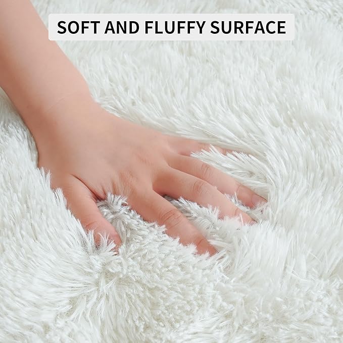 Tepook Area Rugs 10x14 for Living Room, Super Soft Fluffy Rugs for Bedroom, Modern Shaggy Rug Fuzzy Carpets for Kids, Plush Indoor Nursery Home Decor Rug with Non-Slip Bottom, Cream White