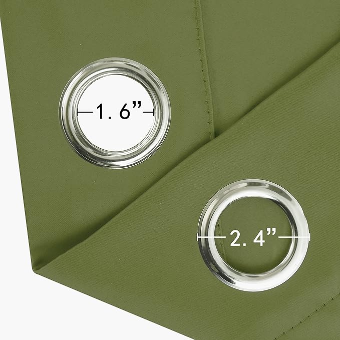 LEMOMO Olive Green Blackout Curtains 66 x 63 Inch Length/Set of 2 Curtain Panels/Thermal Insulated Room Darkening Blackout Curtains for Bedroom