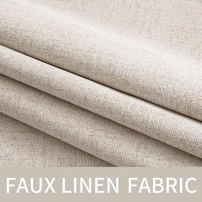 MIULEE Linen Textured Curtains Solid 100% Blackout for Bedroom Thermal Insulated Natural Grommet Room Darkening Curtains & Drapes Luxury Decor for Living Room Nursery 52 x 72 Inch (2 Panels)