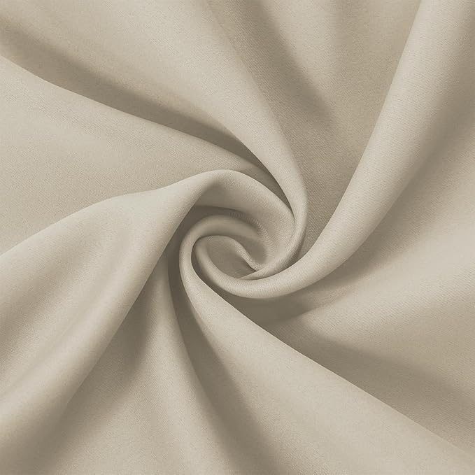 LEMOMO Light Beige Blackout Curtains 66 x 63 Inch Length/Set of 2 Curtain Panels/Thermal Insulated Room Darkening Blackout Curtains for Bedroom