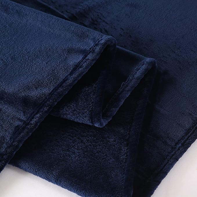 TASTHROW Large Flannel Fleece Throw Blanket, 50×70 Inch - Cozy Lightweight Thick Blanket - All Seasons Suitable for Women, Men and Kids (Two Pack, Navy)