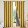 Joydeco Blackout Curtains for Bedroom - 100% Light Blocking 2 Panels Set Yellow Drapes 66" W x 84" L, Thermal Insulated Room Darkening Curtains, Linen Textured for Living Room, Rod Pocket & Back Tabs