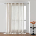 MYSKY HOME Linen Curtains 95 Inches Long for Sliding Glass Door, Farmhouse Semi Sheer Ceiling Curtains Living Room Light Filtering Back Tab Elegant Style Soft Fabric, 100" x 95", Linen, 1 Panel