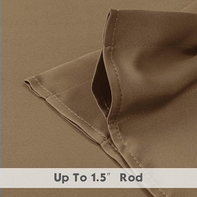 Chyhomenyc Taupe Valances for Window, Room Darkening Short Curtains for Kitchen Bedroom Living Room, Rod Pocket Top Small Window Treatment Valance RV Bunk Panels, 40Wx14L, 2 Pieces